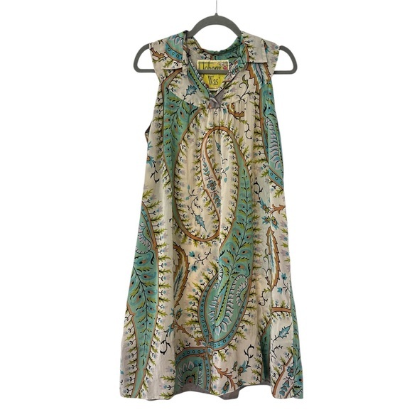 Johnny Was Other - Johnny Was Paisley Floral Sleeveless Collared Knee Length Dress Size Medium